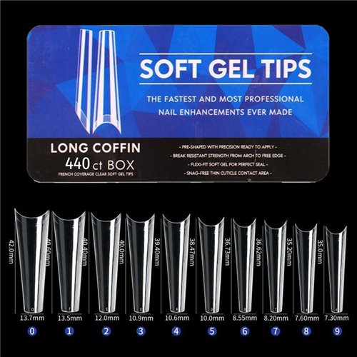 Tip 91 - Full Nail Long Coffin - Clear