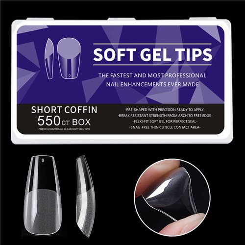 Tip 92 - Soft Gel Tips - Short Coffin