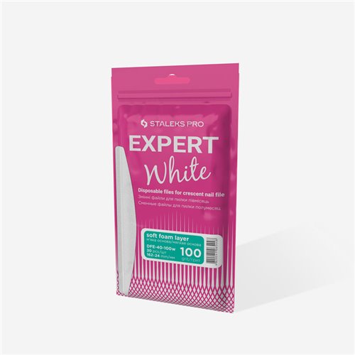 Staleks Disposable white files for crescent nail file on a soft foam layer - EXPERT 40 - 100 grit - 30 pcs