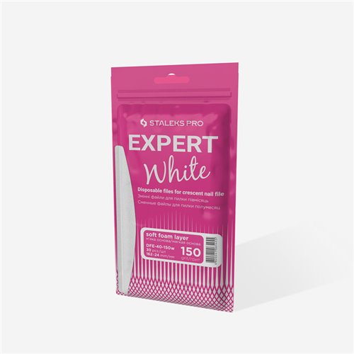 Staleks Disposable white files for crescent nail file on a soft foam layer - EXPERT 40 - 150 grit - 30 pcs