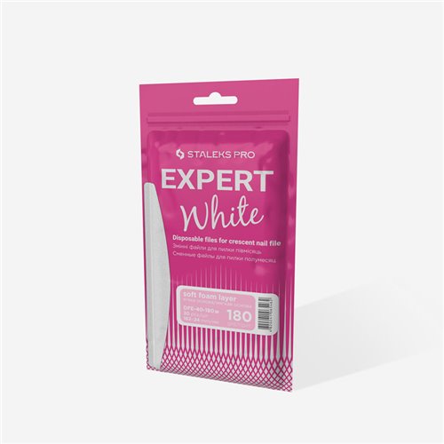 Staleks Disposable white files for crescent nail file on a soft foam layer - EXPERT 40 - 180 grit - 30 pcs