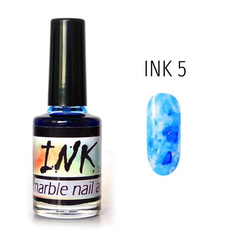 Ink Marble Nail Art 005 - BLUE