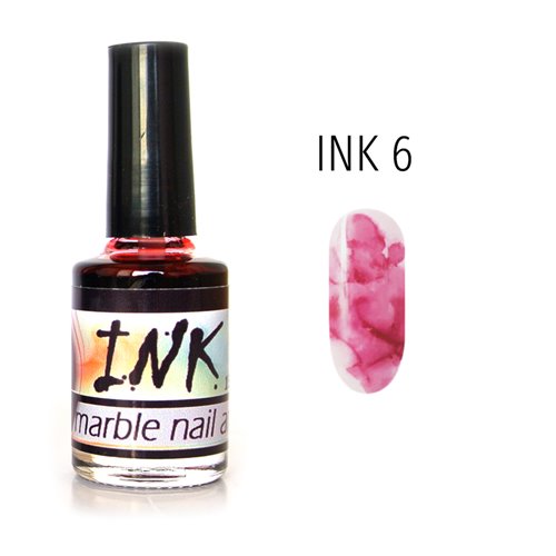 Ink Marble Nail Art 006 - DARK RED