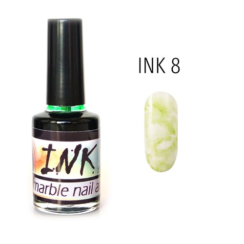 Ink Marble Nail Art 008 - GREEN