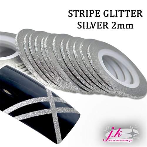 Ταινία Νυχιών Stripe Glitter Silver 2Mm