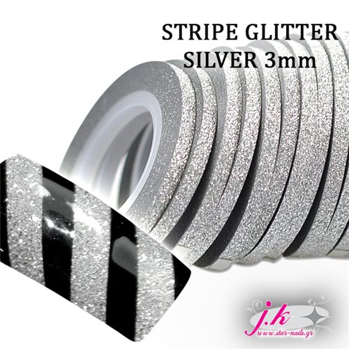 Ταινία Νυχιών Stripe Glitter Silver 3Mm