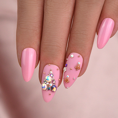 χριστουγεννιάτικα νύχια ροζ